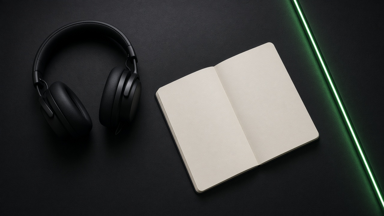 Headphones on a dark desk before a yearly listening recap